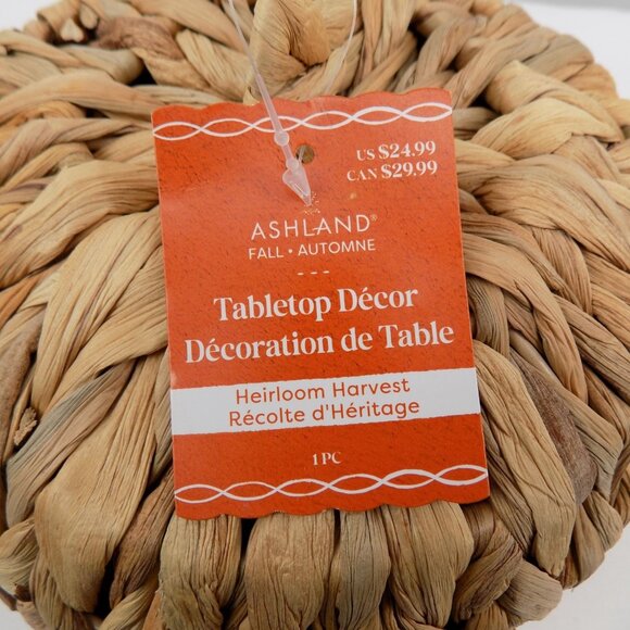 Ashland Heirloom Harvest Woven Rattan Pumpkin Tabletop Home Decoration Brown New - Picture 9 of 10